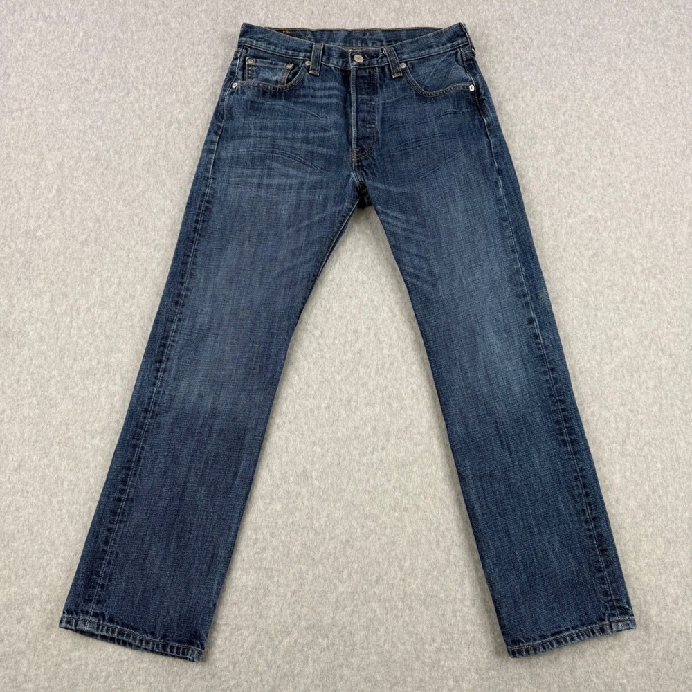 Vintage Levis Jeans Mens 30x30 (Fits 30x28) Blue 501 Straight Button Fly Denim